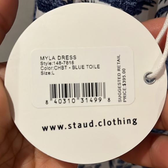 STAUD MYLA DRESS IN BLUE TOILE NWT - Picture 14 of 17